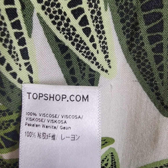 Topshop Floral Botanical Palm Print Spaghetti Strap 90s Vibe Shift Dress Size 8 - Picture 5 of 6